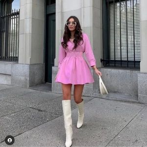 ZARA Poplin cotton short dress PINK